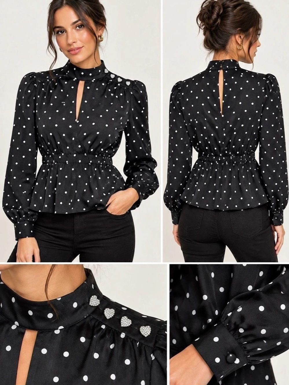 Polka Dot Blouse in Black & White